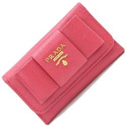 Prada 6-Key Case 1PG222 Pink Leather Key Ribbon Women's PRADA