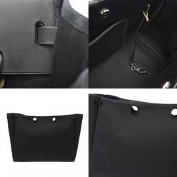 HERMES Hermes Airbag Cabas MM Black □F stamp (around 2002) Women's Toile Officier/Leather Tote Bag