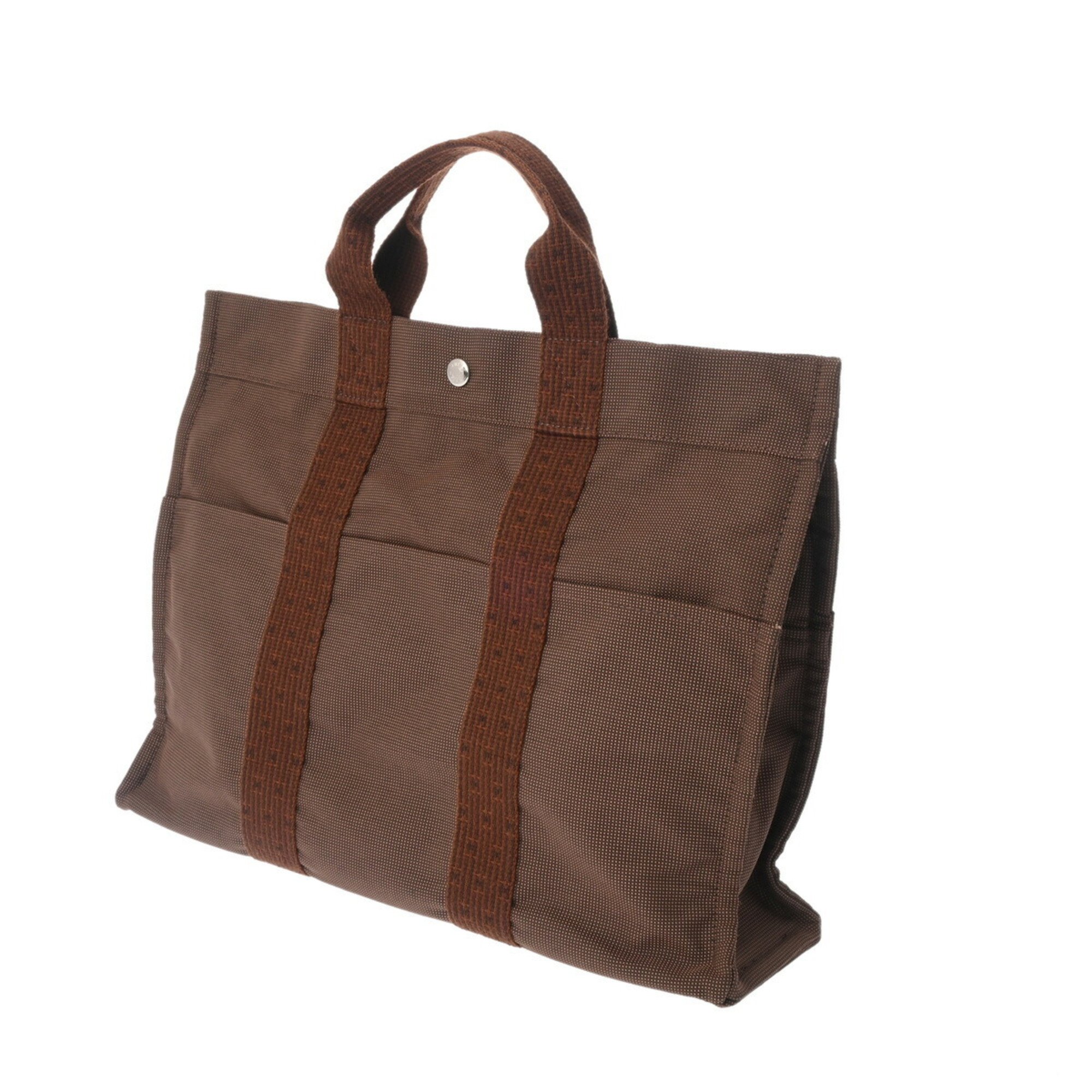 HERMES Hermes Air Line MM Brown Unisex Canvas Tote Bag