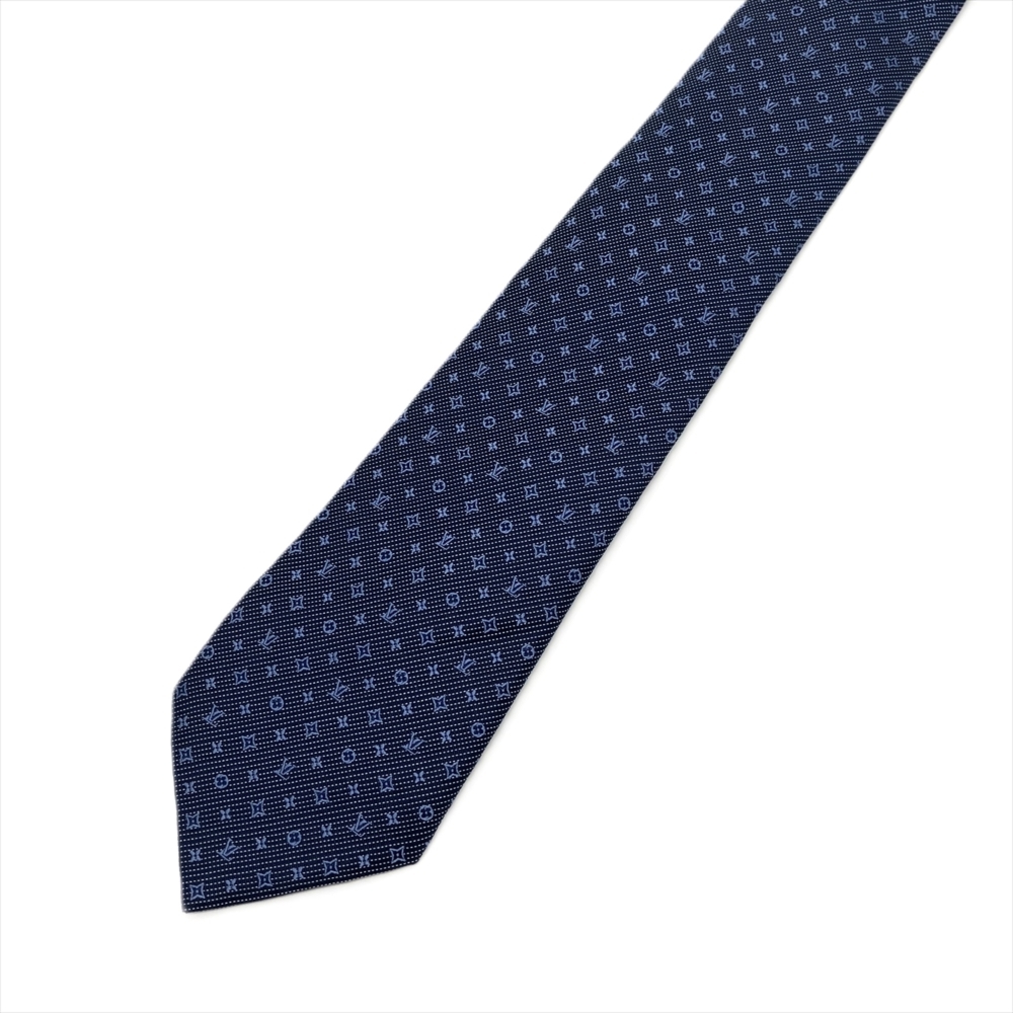 Louis Vuitton LOUIS VUITTON Micro Damier 8CM Silk Tie 148cm M78750 Marine TT1127 Navy Men's