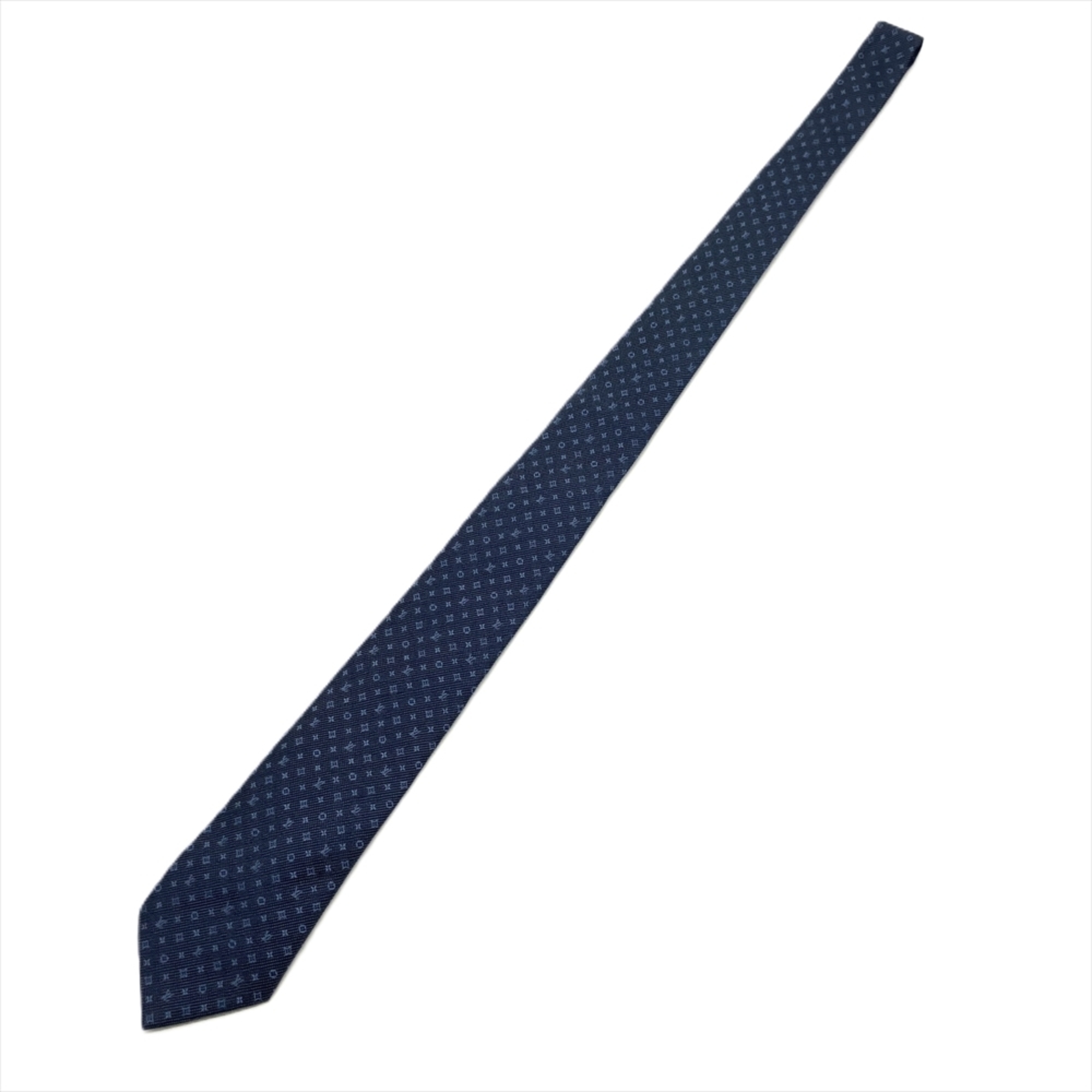 Louis Vuitton LOUIS VUITTON Micro Damier 8CM Silk Tie 148cm M78750 Marine TT1127 Navy Men's