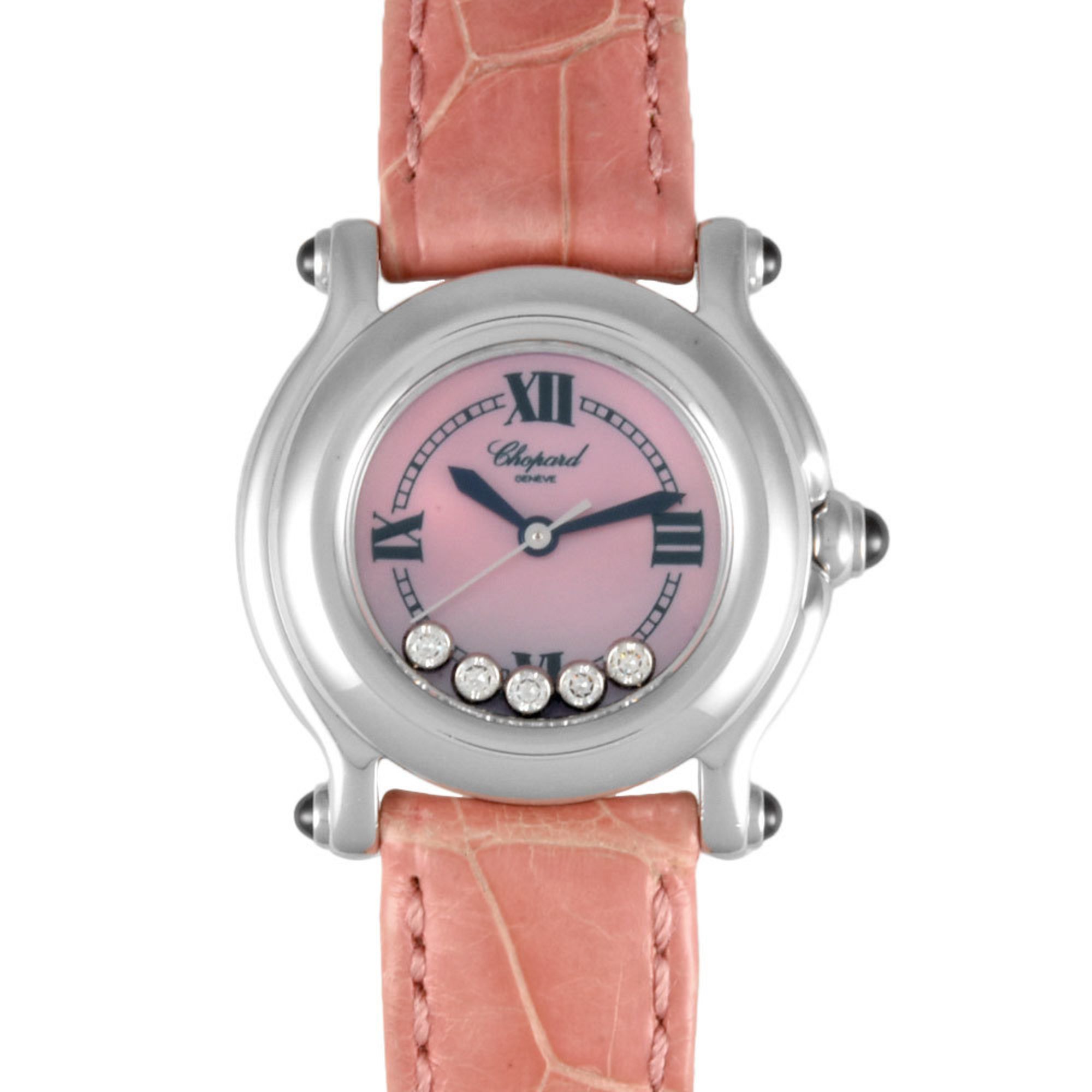 Chopard 27/8245 Happy Sport Watch Quartz Pink Shell Dial SS 5P Diamond Ladies