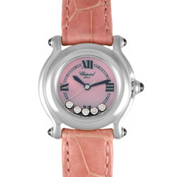 Chopard 27/8245 Happy Sport Watch Quartz Pink Shell Dial SS 5P Diamond Ladies