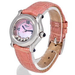 Chopard 27/8245 Happy Sport Watch Quartz Pink Shell Dial SS 5P Diamond Ladies