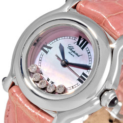 Chopard 27/8245 Happy Sport Watch Quartz Pink Shell Dial SS 5P Diamond Ladies