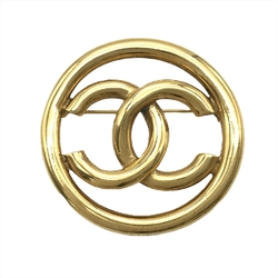 CHANEL Coco Mark Round Circle Brooch 93P 1270 GP