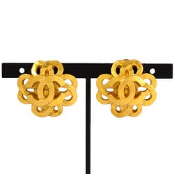 CHANEL Coco Mark Clover Earrings 97P GP Women's Flower