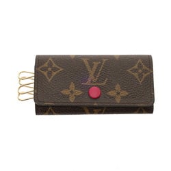 LOUIS VUITTON Louis Vuitton Monogram 4-Key Case Fuchsia Brown M60705 Unisex Canvas Key