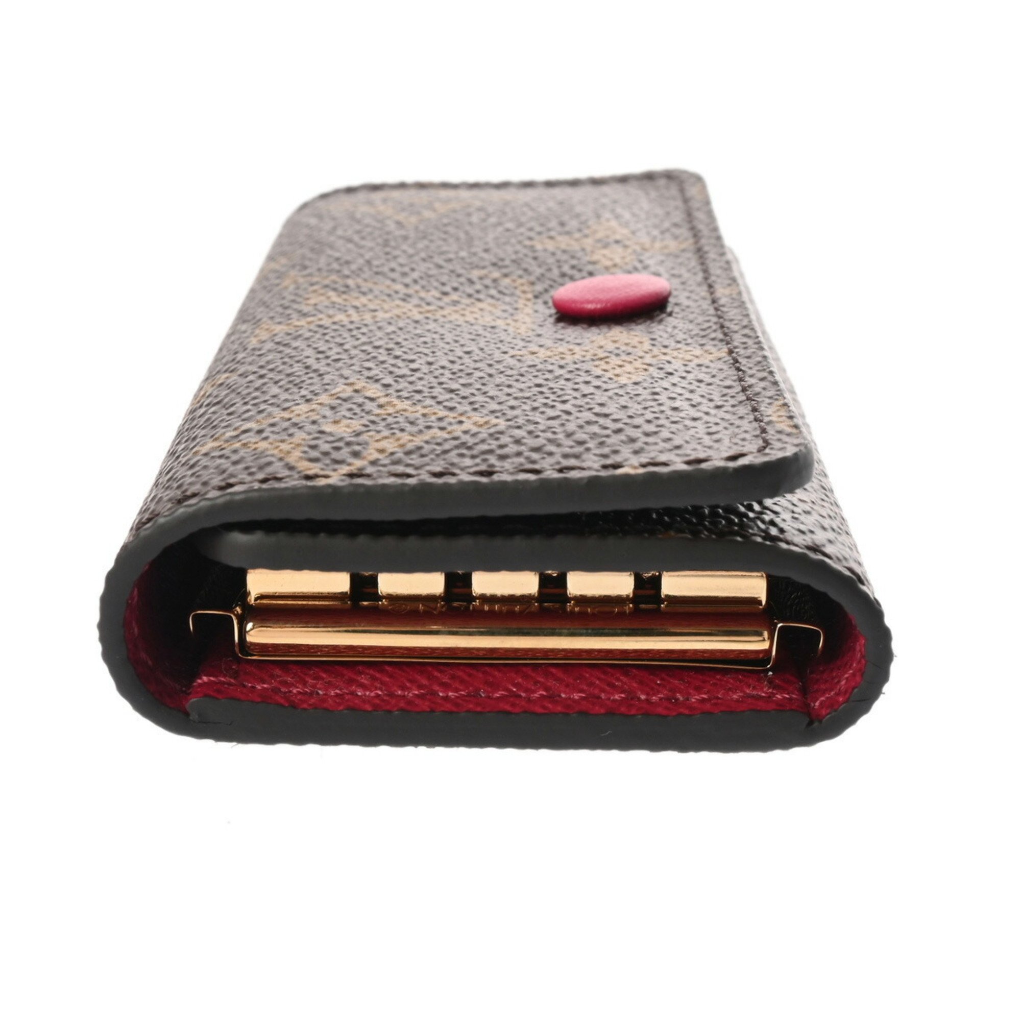 LOUIS VUITTON Louis Vuitton Monogram 4-Key Case Fuchsia Brown M60705 Unisex Canvas Key