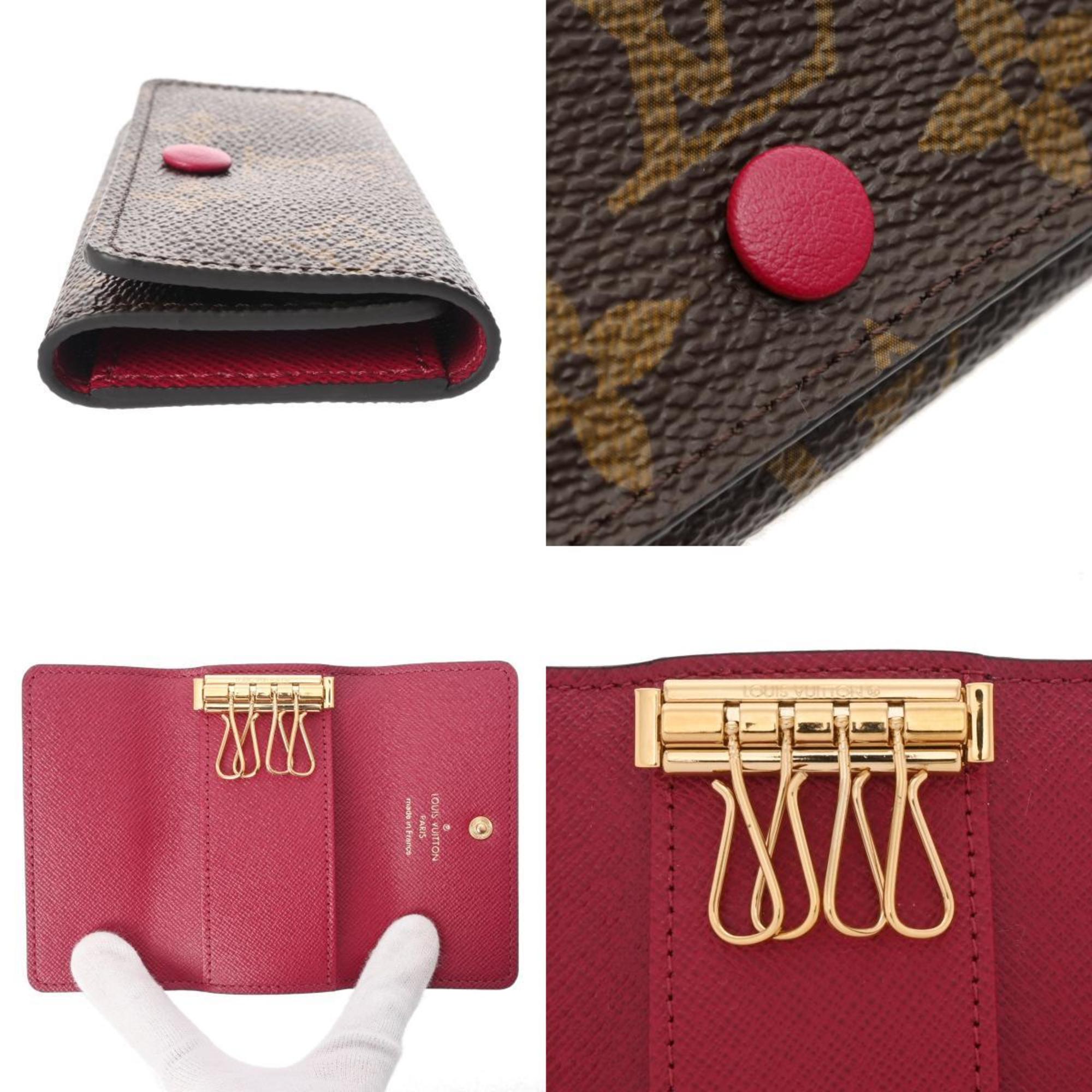 LOUIS VUITTON Louis Vuitton Monogram 4-Key Case Fuchsia Brown M60705 Unisex Canvas Key