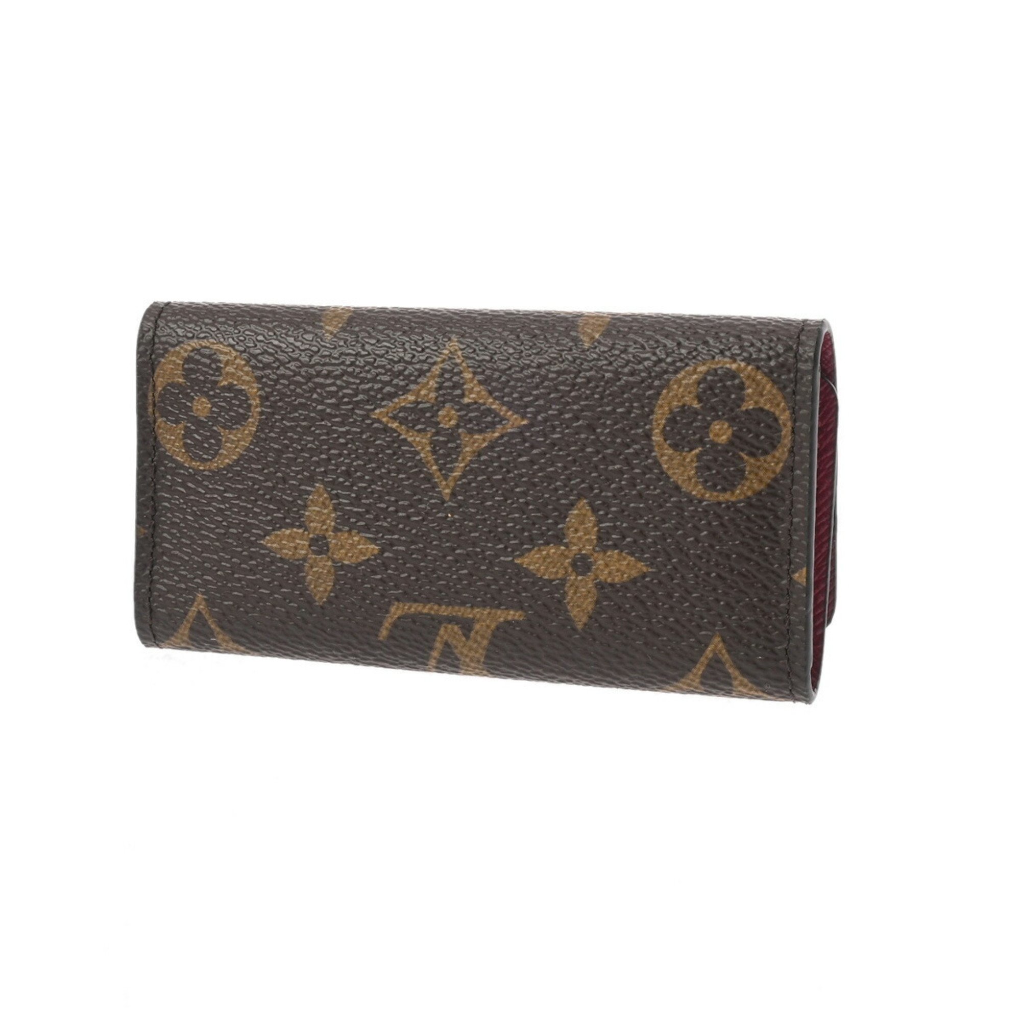 LOUIS VUITTON Louis Vuitton Monogram 4-Key Case Fuchsia Brown M60705 Unisex Canvas Key