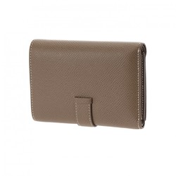 HERMES Bearn Combination Etoupe Z Stamp (around 2021) Women's Epsom Leather Tri-Fold Wallet