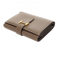 HERMES Bearn Combination Etoupe Z Stamp (around 2021) Women's Epsom Leather Tri-Fold Wallet