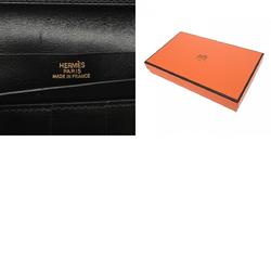 HERMES Hermes Bearn Black □I stamp (around 2005) Unisex Box calf leather tri-fold wallet