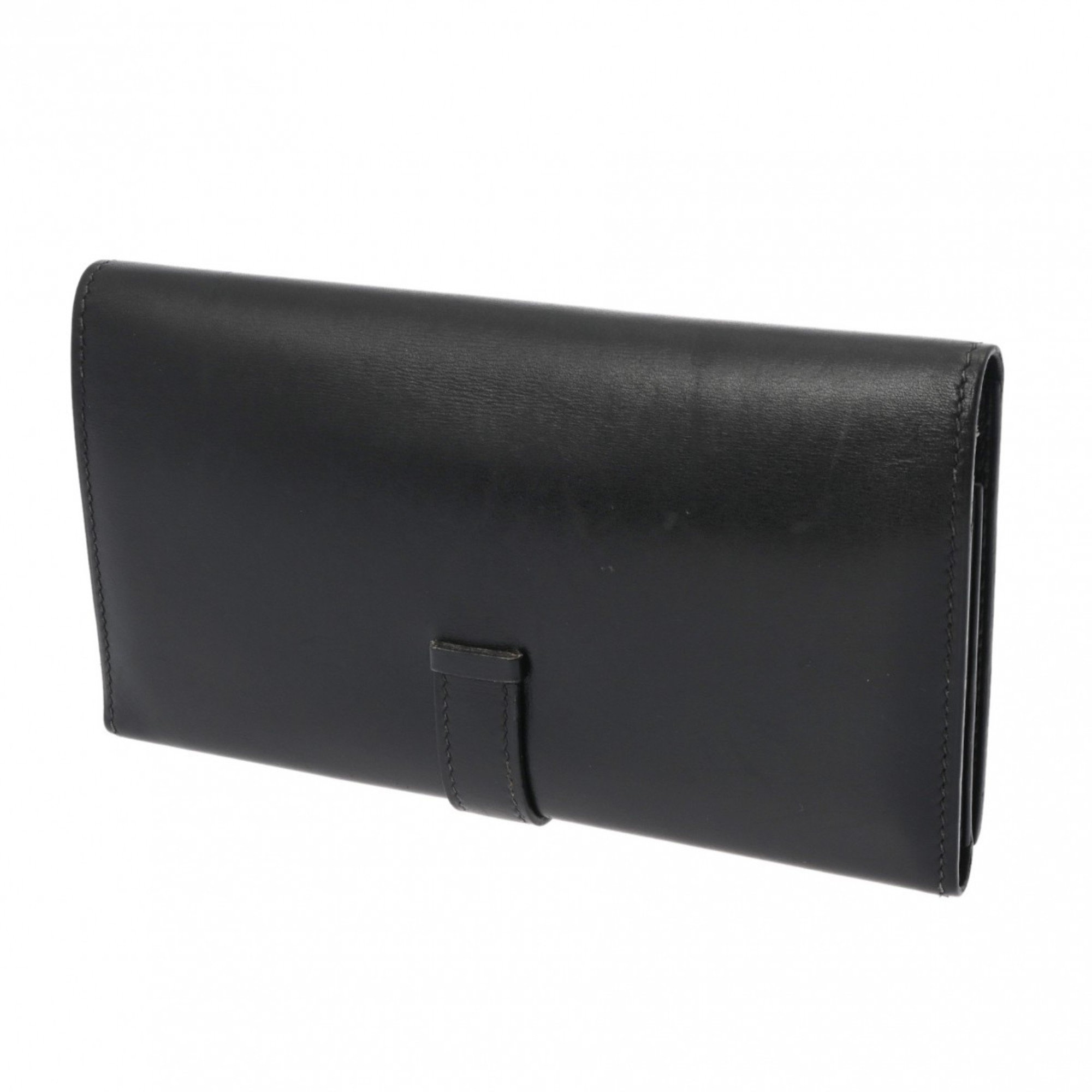 HERMES Hermes Bearn Black □I stamp (around 2005) Unisex Box calf leather tri-fold wallet