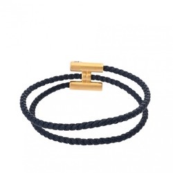 HERMES Hermes Leather Bracelet Tournitrese Gold/Navy Women's GP/Leather