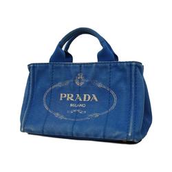 Prada handbag canapa canvas blue ladies