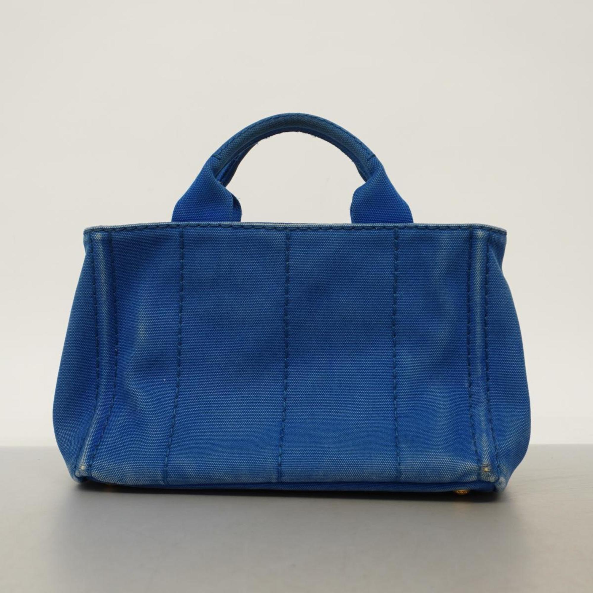 Prada handbag canapa canvas blue ladies