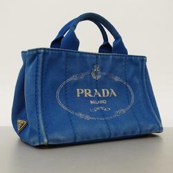 Prada handbag canapa canvas blue ladies