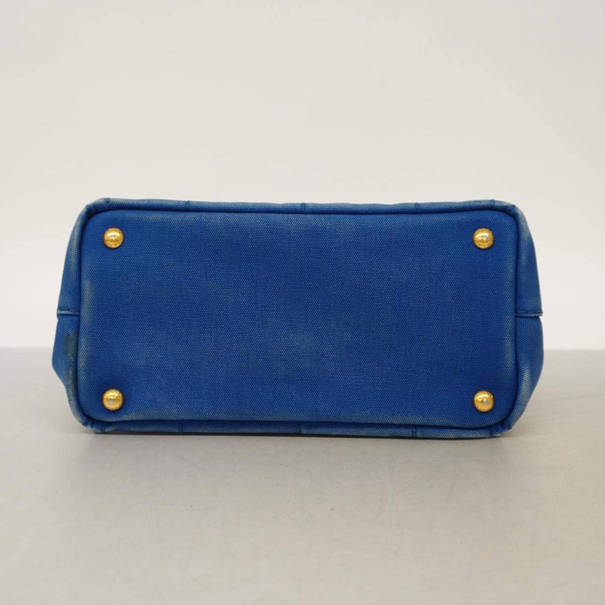 Prada handbag canapa canvas blue ladies