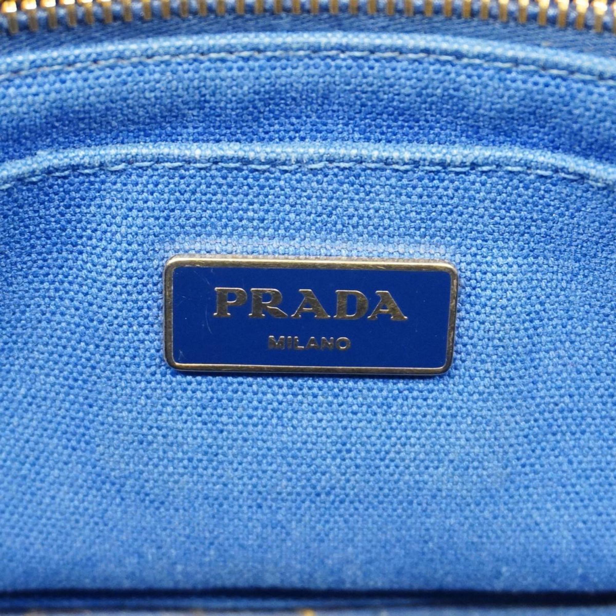 Prada handbag canapa canvas blue ladies