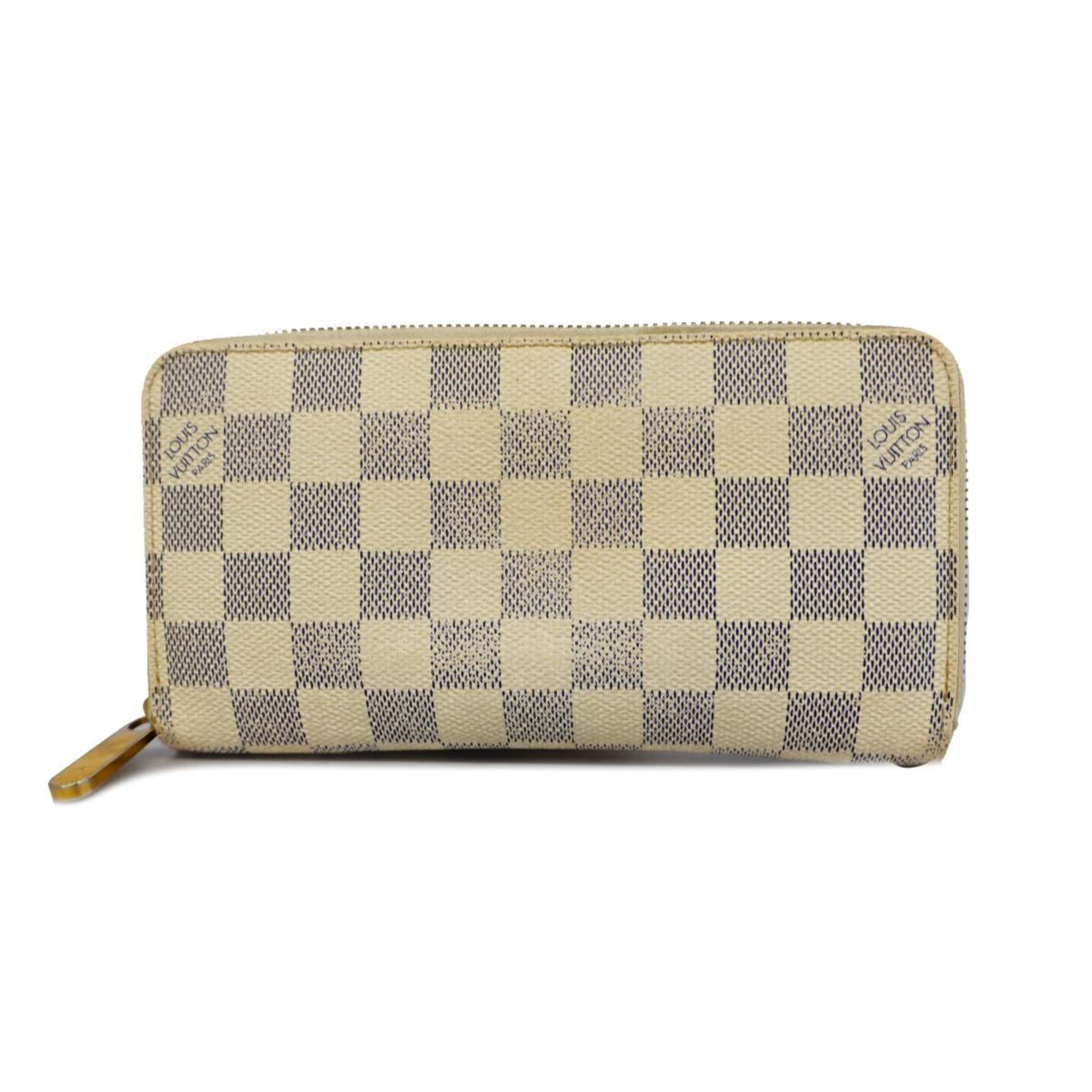 Louis Vuitton Long Wallet Damier Azur Zippy N60019 White Women's