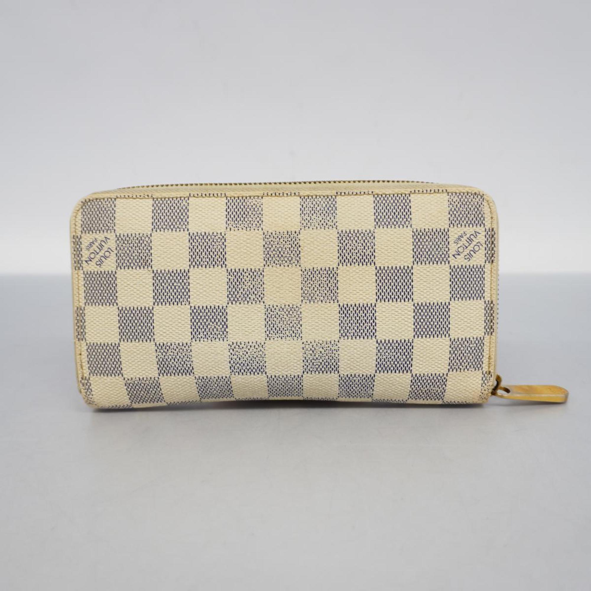 Louis Vuitton Long Wallet Damier Azur Zippy N60019 White Women's