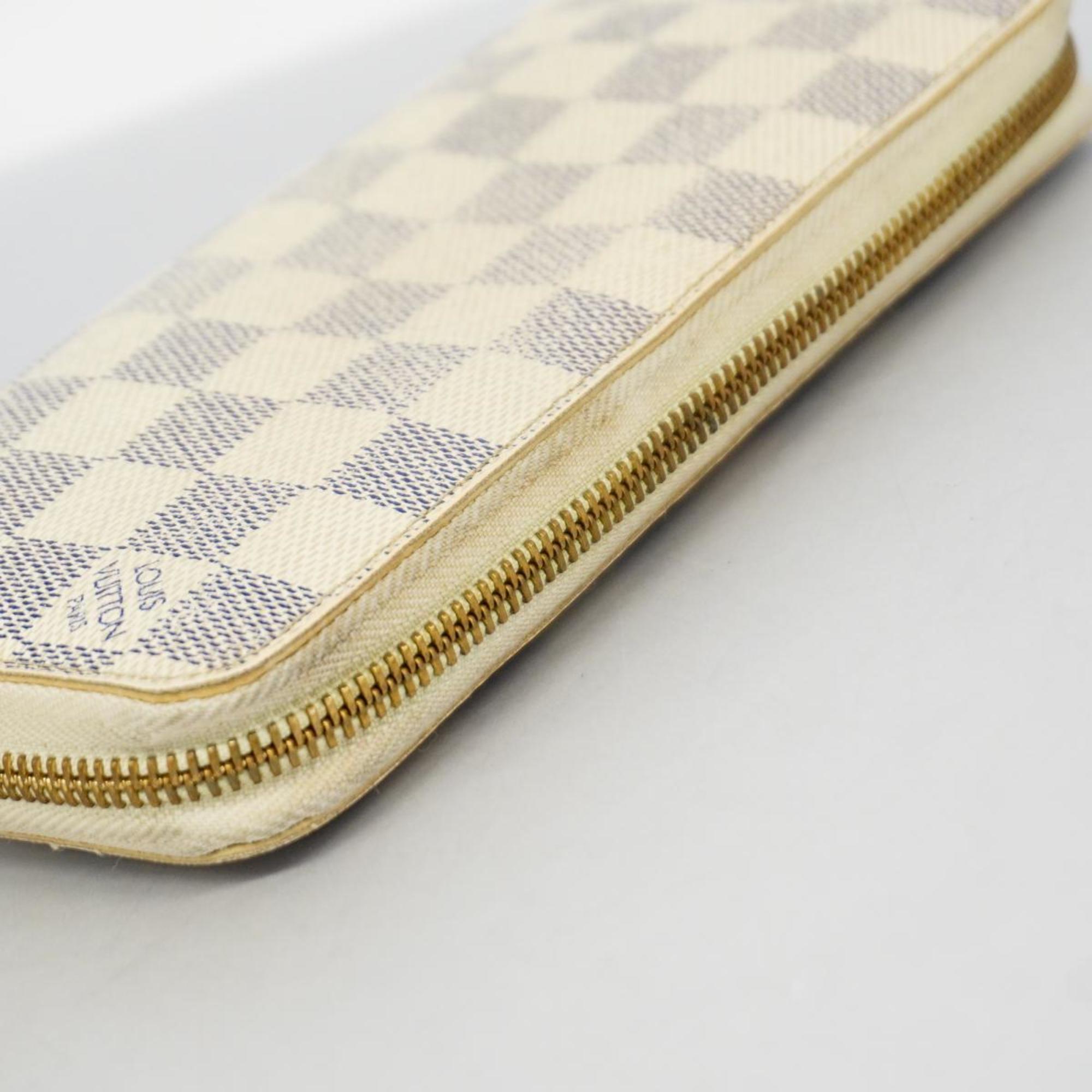 Louis Vuitton Long Wallet Damier Azur Zippy N60019 White Women's