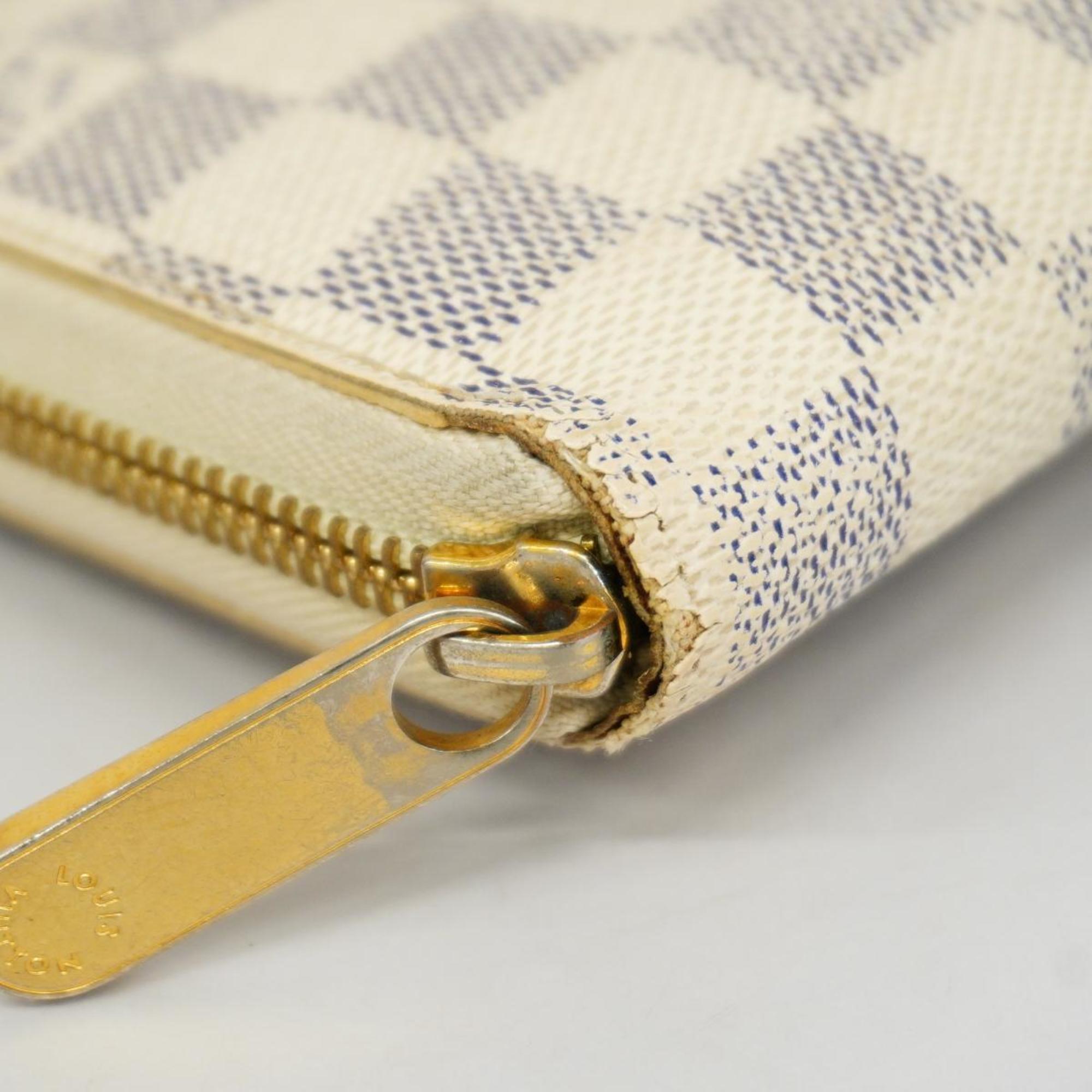 Louis Vuitton Long Wallet Damier Azur Zippy N60019 White Women's