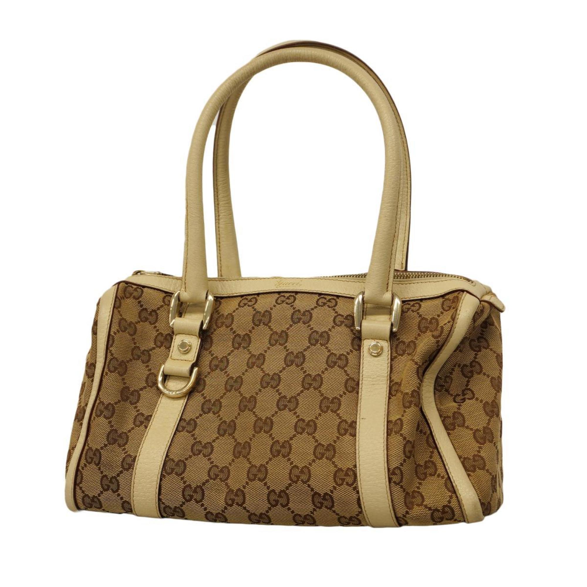 Gucci Handbag GG Canvas Abby 130942 Ivory Brown Champagne Women's