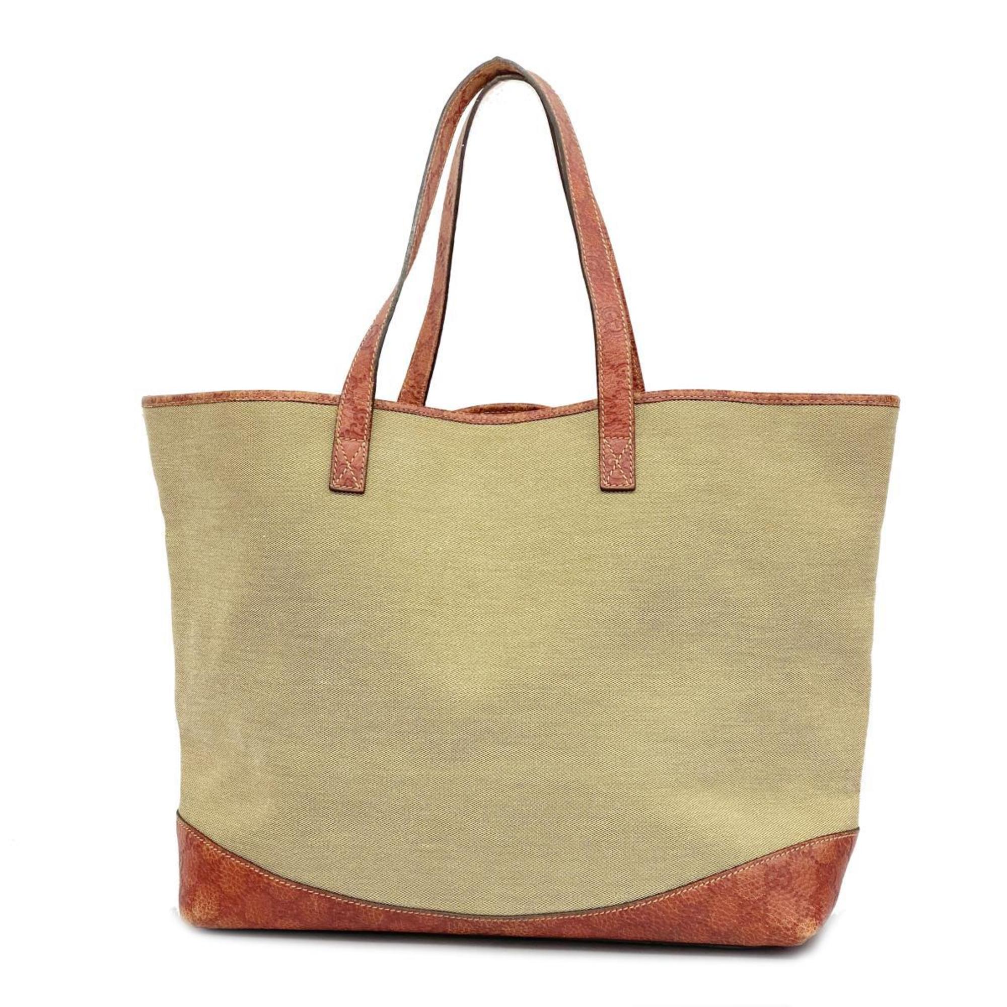 Gucci Tote Bag Guccissima 297435 Canvas Leather Beige Red Women's