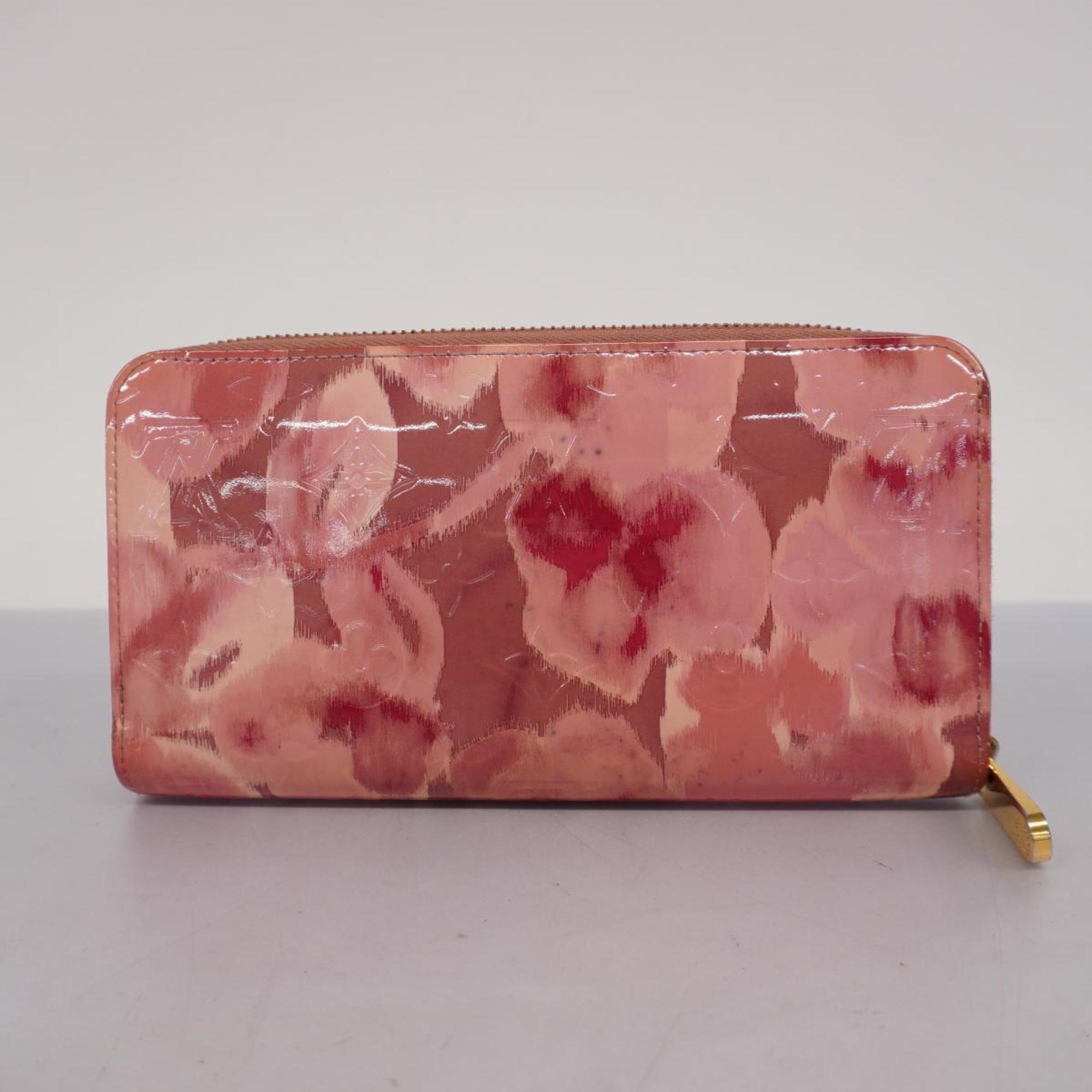 Louis Vuitton Long Wallet Vernis Ikat Flower Zipper M90020 Rose Velours Ladies