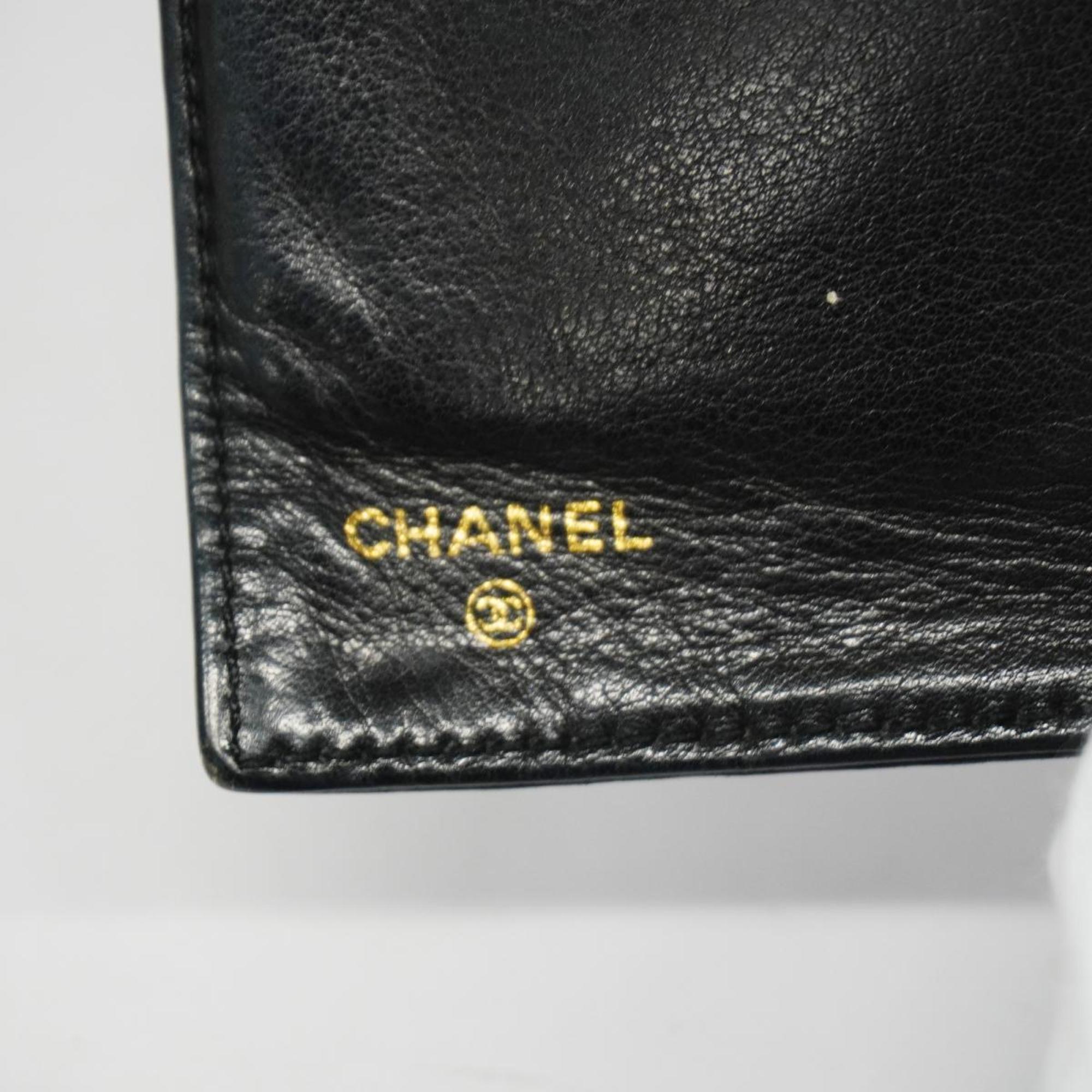 Chanel Long Wallet Caviar Skin Black Women's