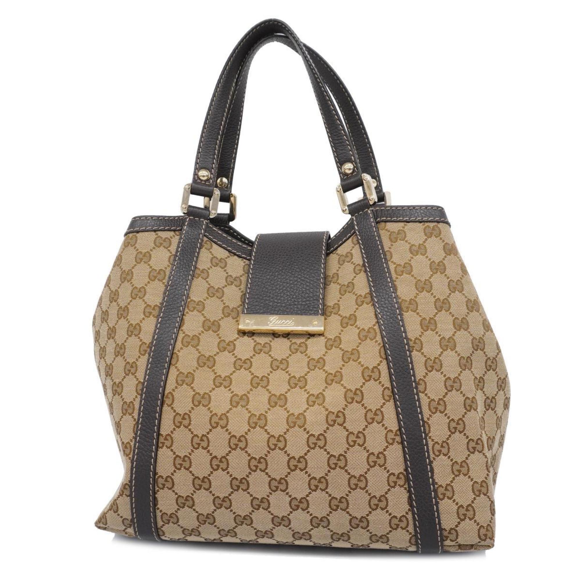 Gucci Tote Bag GG Canvas 364835 Brown Champagne Women's