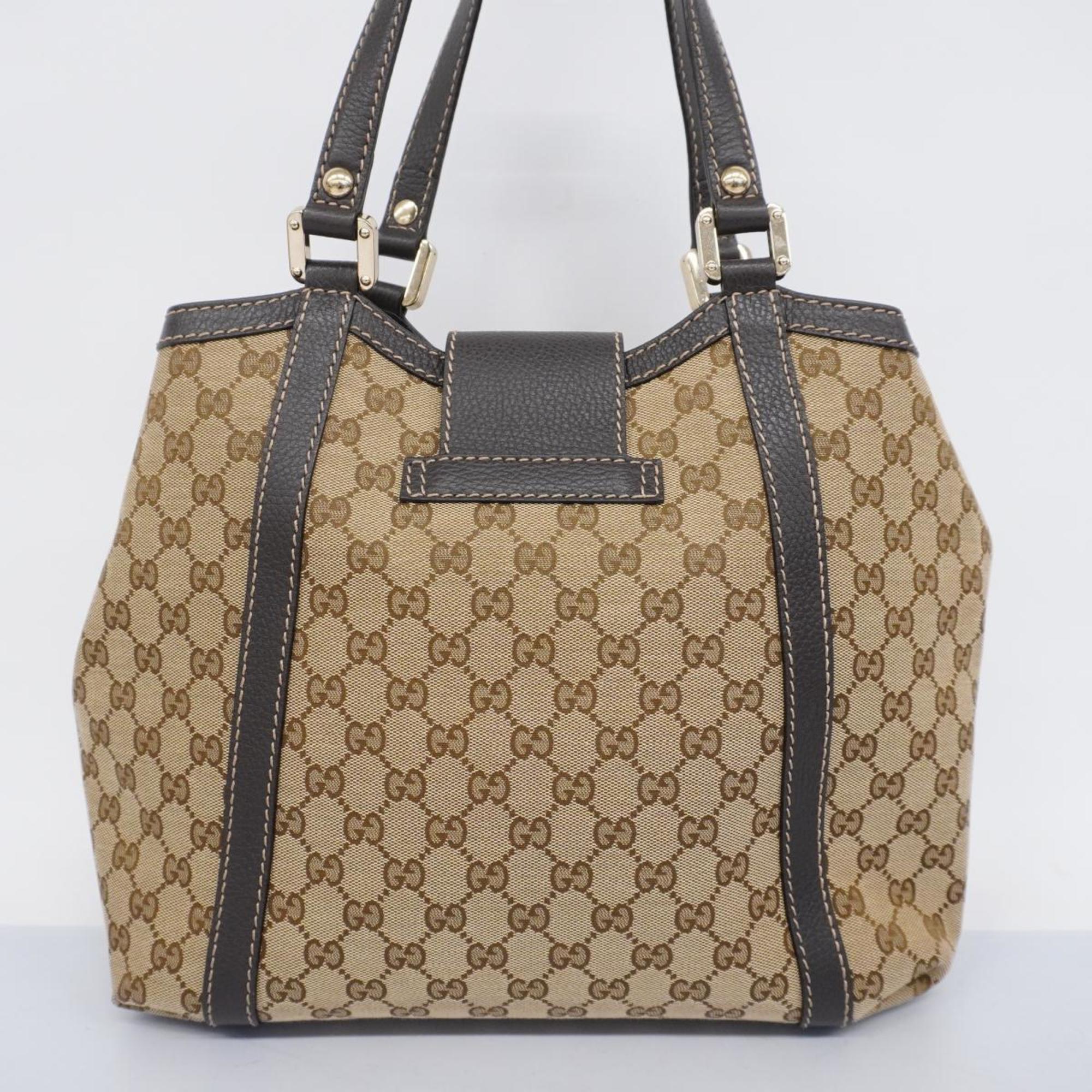 Gucci Tote Bag GG Canvas 364835 Brown Champagne Women's