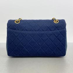 Chanel Shoulder Bag Matelasse W Chain Lambskin Navy Women's