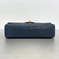 Chanel Shoulder Bag Matelasse W Chain Lambskin Navy Women's