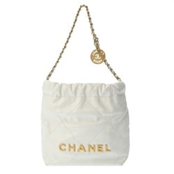 CHANEL Chanel 22 Chain Shoulder White AS3980 Women's Shiny Calfskin Bag