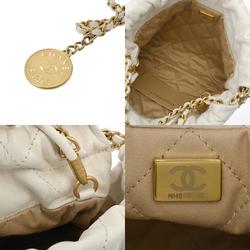 CHANEL Chanel 22 Chain Shoulder White AS3980 Women's Shiny Calfskin Bag