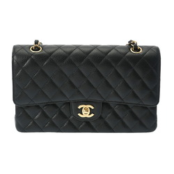 CHANEL Chanel Matelasse Chain Shoulder Double Flap 25cm Black Women's Caviar Skin Bag