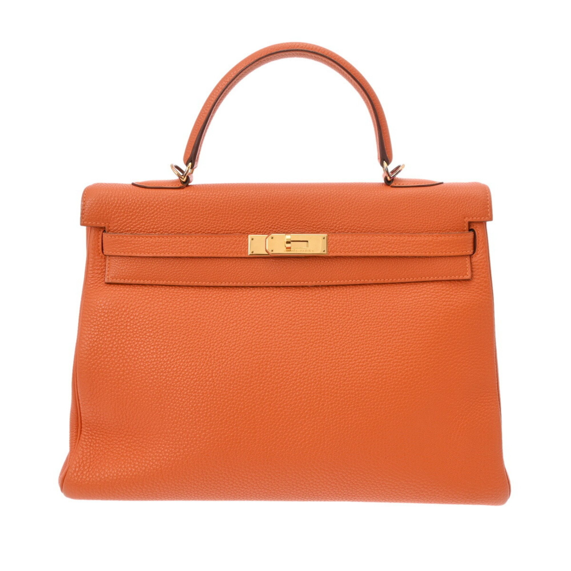 HERMES Kelly 35 Inner Stitching Orange G Stamp (around 2003) Women's Togo Handbag