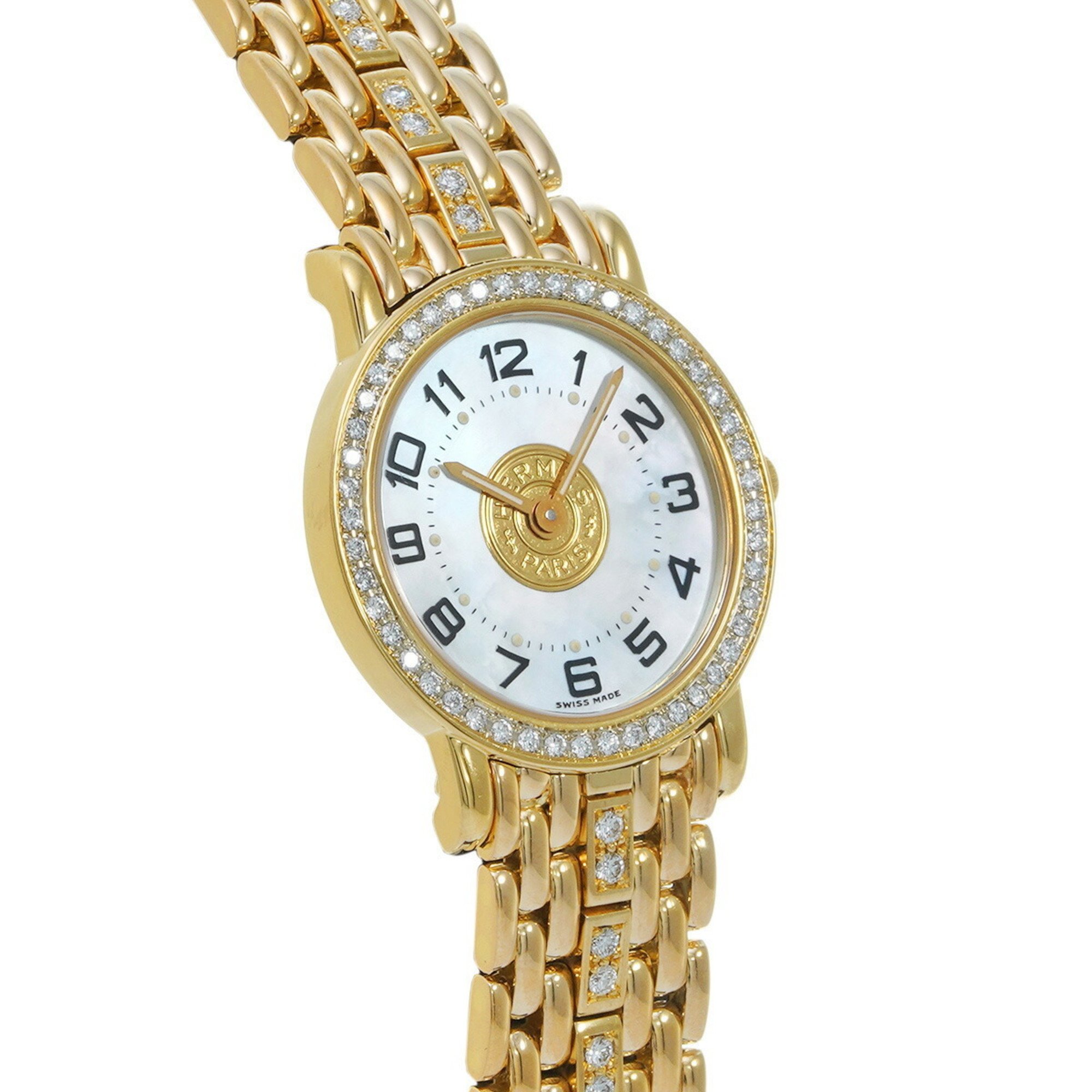 HERMES Serie Diamond Bezel 58.4g SE1.286 Women's Watch Quartz