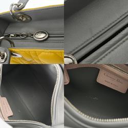 CHRISTIAN DIOR Christian Dior LADY Medium Bag Yellow/Grey/Pink Women's Lambskin Shoulder