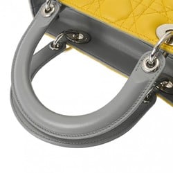 CHRISTIAN DIOR Christian Dior LADY Medium Bag Yellow/Grey/Pink Women's Lambskin Shoulder