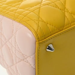 CHRISTIAN DIOR Christian Dior LADY Medium Bag Yellow/Grey/Pink Women's Lambskin Shoulder