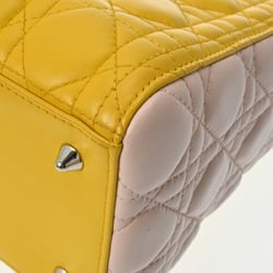 CHRISTIAN DIOR Christian Dior LADY Medium Bag Yellow/Grey/Pink Women's Lambskin Shoulder