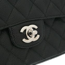 CHANEL Chanel Matelasse Chain Shoulder Double Flap 25cm Black A01112 Women's Caviar Skin Bag