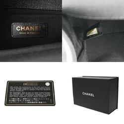 CHANEL Boy Chanel Chain Shoulder Bag 25cm Black A67086 Women's Caviar Skin