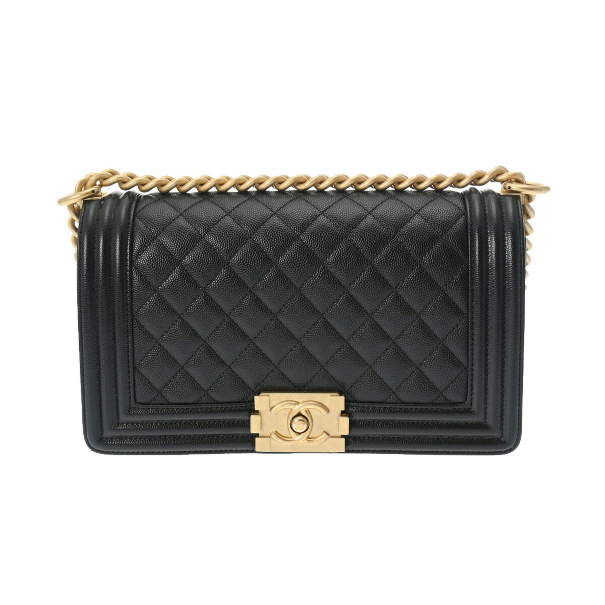 CHANEL Boy Chanel Chain Shoulder Bag 25cm Black A67086 Women's Caviar Skin