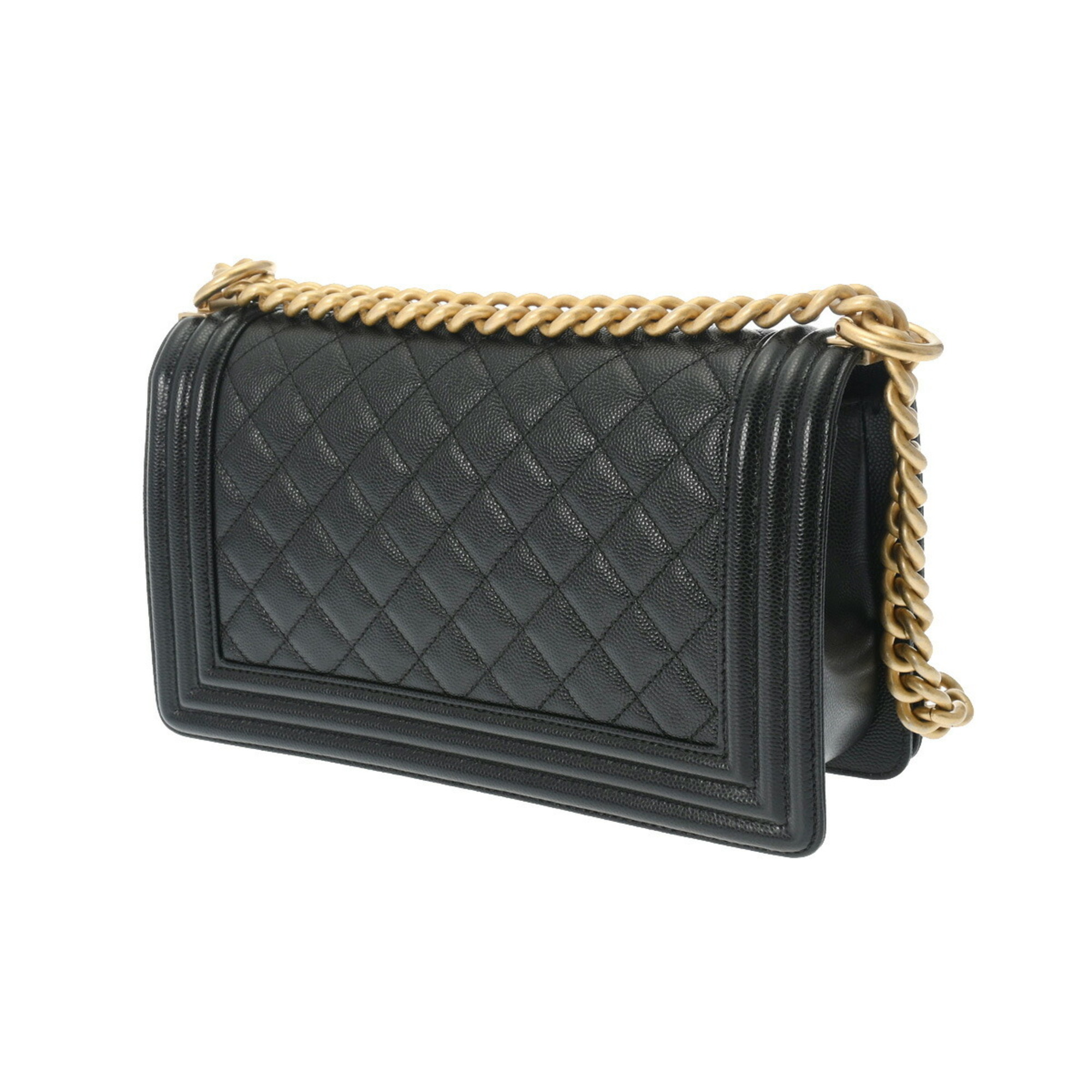 CHANEL Boy Chanel Chain Shoulder Bag 25cm Black A67086 Women's Caviar Skin